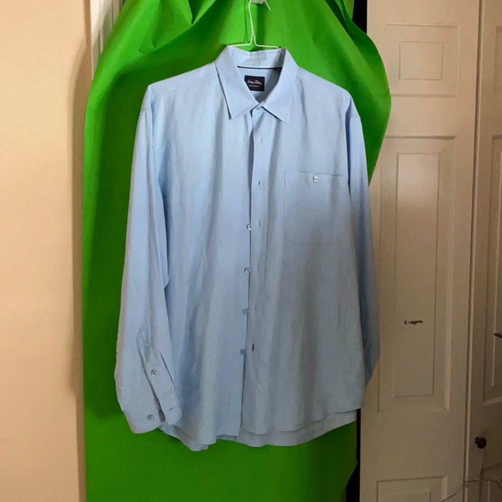 Blue XL linen Indigo Palms long sleeve casual